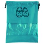 Kuber Industries Shoe Bags Pouches|Shoe Cover for Traveling|Non Woven Drawstring Bag|Shoe Bag for Shoes, Slipper, Heels|Transparent Window|Pack of 6 (Sky Blue) - Image 3