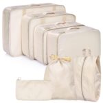 7 Pcs Set Packing Cubes Traveling Luggage Organizers Pack Bags for 24in Suitcase Travel Accessories (Beige, 7 Pcs) - Image 3