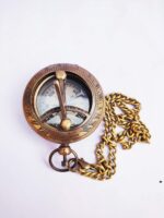 SIAN Antiuqe Design Sundial Pocket Compass with Chain & Push Button for Traveling /Tracking Best Gifted Items - Image 3