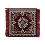 DIOS Traditional Persian Area Rug, Fringed Border, Vintage Pattern, Vira Aasan, Prayer Mat for Pooja Room, Soft Velvet Material Meditation Prayer Mat Size 20 X 20 Inch, Pack of 1 (1, Maroon) - Image 3
