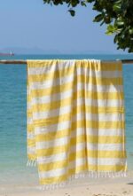 Bamboo Ultra Soft & Thin Turkish Towel- 160x75cm|Quick Dry, Super Absorbent, Anti Bacterial|Extra Large Bath Towel for Men and Women|Ideal for Bath,Travel,Gym,Beach,Pool & Yoga(Sunshine Yellow) - Image 3