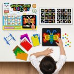 PLAY PANDA Magnetic Puzzle Set for Kids, Big Circles with 400 Magnetic Shapes with Magnetic Board,100 Puzzle Book & 200 Puzzle Patterns, Display Stand and Storage Tray Indoor Educational Toy - Image 3