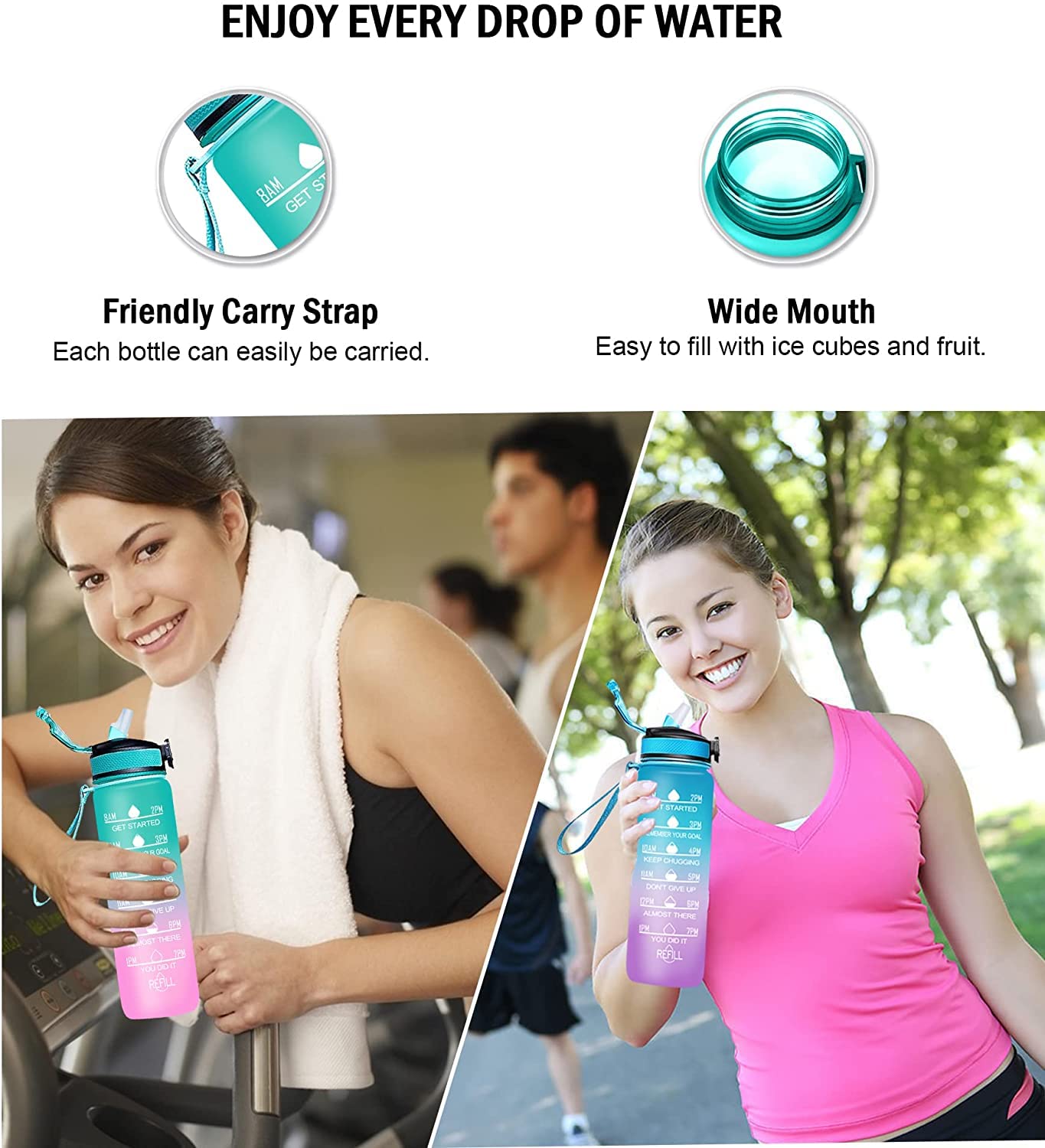 Unbreakable 1300ml Water Bottle with Motivational Time Marker - Multicolor Sipper Bottle for Adults, Ideal for Gym and Office Kitchen Drinking Kids and Adults (Pack of 1) - Image 6