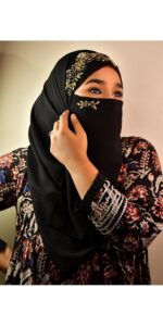 Luxury Bridal Hijab Scarf With Handwork Naqab - Image 4