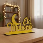 Ramadan Mubarak 3D Wooden Showpiece Table Decor, Islamic Festival Ornament, Eid Al-Fitr Holiday Decoration Items for Home, living room - Eid mubarak decoration items (RKM-36) - Image 5