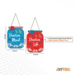 Artvibes Positive Mind Decorative Wall Hanging Wooden Art | Quotes Decor Item | Wall Illustrations | Office Decor | Wall Art Print | Inspirational Quotes | Gift Items (WH_6812N), Set of 2 - Image 6