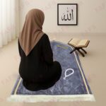 FAF Jannat Premium Customized Grey Janamaz Prayer Mat with Embroidered Name | Soft Velvet Musalla for Salah, Namaz & Ramadan | Personalized Muslim Prayer Rug for Hajj, Umrah & Nikah - Image 5