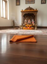 Achleshwar Woolen Pooja Asana | Handcrafted Meditation & Prayer Mat | Soft, Comfortable & Insulated from Ground | Orange | 23x27 Inch - Image 6