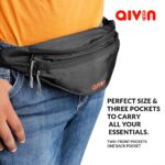Aivin Hipster Waist Bag Unisex Fanny Pack Premium Stitching, Hidden Zippers, Waterproof Pocket, for Hiking Travel, Money Belt Waist Pack Zip Pouch Document Money Phone Belt Sport Bag Black - Image 3