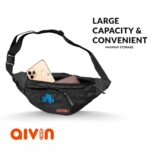 Aivin Hipster Waist Bag Unisex Fanny Pack Premium Stitching, Hidden Zippers, Waterproof Pocket, for Hiking Travel, Money Belt Waist Pack Zip Pouch Document Money Phone Belt Sport Bag Black - Image 5