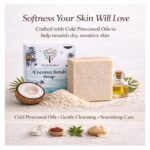 Coconut Scrub Soap | Goat Milk, Almond Oil & Jojoba Oil Enriched Bath Bar | Natural Exfoliating Soap with Vitamin E & Coconut Oil for Glowing, Hydrated Skin (Pack Of 1) 100gms - Image 3
