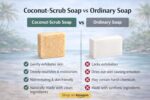 Coconut Scrub Soap | Goat Milk, Almond Oil & Jojoba Oil Enriched Bath Bar | Natural Exfoliating Soap with Vitamin E & Coconut Oil for Glowing, Hydrated Skin (Pack Of 1) 100gms - Image 5