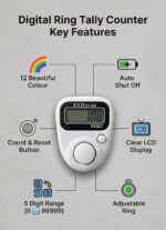 Digital Finger Ring Tally Counter, Blue, LCD Display, with Reset Button (Model No-511) (Sky Blue) - Image 5