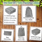 7 in 1 Travel Packing Cubes Set, Waterproof Nylon Luggage Organizer with Laundry Bag, Shoe Bag and Makeup/Toiletry Bags, Lightweight Space Saving Travel Organizers for Clothes (Grey) - Image 4