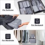 7 in 1 Travel Packing Cubes Set, Waterproof Nylon Luggage Organizer with Laundry Bag, Shoe Bag and Makeup/Toiletry Bags, Lightweight Space Saving Travel Organizers for Clothes (Grey) - Image 7
