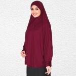 Women’s Instant Muslim Hijab with Cap | Ready to Wear Full Coverage Islamic Headscarf | Stretchable & Comfortable Hijab for Women & Girls | Maroon - Image 4