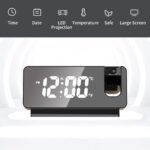 Projector LED Display Digital Projection Mute Mirror USB Office Clock with 180° Projector for Bedroom Digital Temperature Display - Image 3
