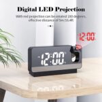 Projector LED Display Digital Projection Mute Mirror USB Office Clock with 180° Projector for Bedroom Digital Temperature Display - Image 5