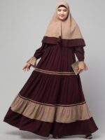 Muslim Closet� Umbrella Abaya With Dual Color And Striped Design - Made with Nida Matte for Women and Girls. - Image 5