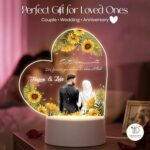 Islamic Couple Acrylic LED Lamp | Personalized Name Muslim Wedding Nikah Gift Night Light | Elegant Calligraphy Bedroom Decor Warm White Glow USB Powered Table Lamp | (5.5x5.5 Inch) - Image 3