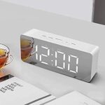 Digital Alarm Clock, LED Display Clock Best Makeup Bedroom Mirror Travel Alarm Office Bedroom Clock, Alarm Clock with Snooze, Dimmer Control, Support Battery Powered - Image 3
