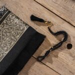 Alban Muslim Prayer Rug with Prayer Beads - Prayer Mat, Black, One Size - Image 6