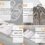 Drawstring Transparent Window Travel Shoe Bag, Portable Shoes Storage Bag Non-Woven Dust Bag Suitable for Men and Women Daily Home Travel, Grey, 32 x 44 cm, Pack of 5 - Image 5