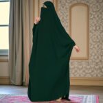 Musheco One-Piece Very Loose Fit Jilbab Abaya for Women & Girls – Free Size Prayer Dress with Adjustable Nosepiece, Islamic Modest Wear-Bottle Green - Image 4
