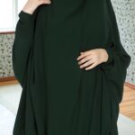 Musheco One-Piece Very Loose Fit Jilbab Abaya for Women & Girls – Free Size Prayer Dress with Adjustable Nosepiece, Islamic Modest Wear-Bottle Green - Image 5