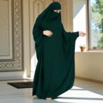 Musheco One-Piece Very Loose Fit Jilbab Abaya for Women & Girls – Free Size Prayer Dress with Adjustable Nosepiece, Islamic Modest Wear-Bottle Green - Image 6
