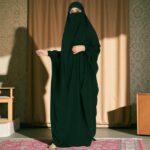 Musheco One-Piece Very Loose Fit Jilbab Abaya for Women & Girls – Free Size Prayer Dress with Adjustable Nosepiece, Islamic Modest Wear-Bottle Green - Image 7