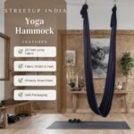 Streetup India® Lycra Fabric Aerial Swing/Yoga Hammock With 20 Feet Long Fabric With Carabiner Neavy Blue - Image 4