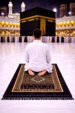 Janamaz Prayer Mat Turkey Soft Velvet Namaz Mat Islamic Prayer Rug for Salah 44x27 Inch Black - Image 3