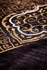 Janamaz Prayer Mat Turkey Soft Velvet Namaz Mat Islamic Prayer Rug for Salah 44x27 Inch Black - Image 6