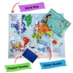 CocoMoco Kids Play Passport for Kids, Geography Educational Toy Activity Kit with Reusable Stickers and World Map, Return Gift for Kids Ages 4-11 Year olds - Image 5