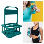 Water Bottle Carrier Folding 4 Bottles Capacity Portable Basket Green - Image 6