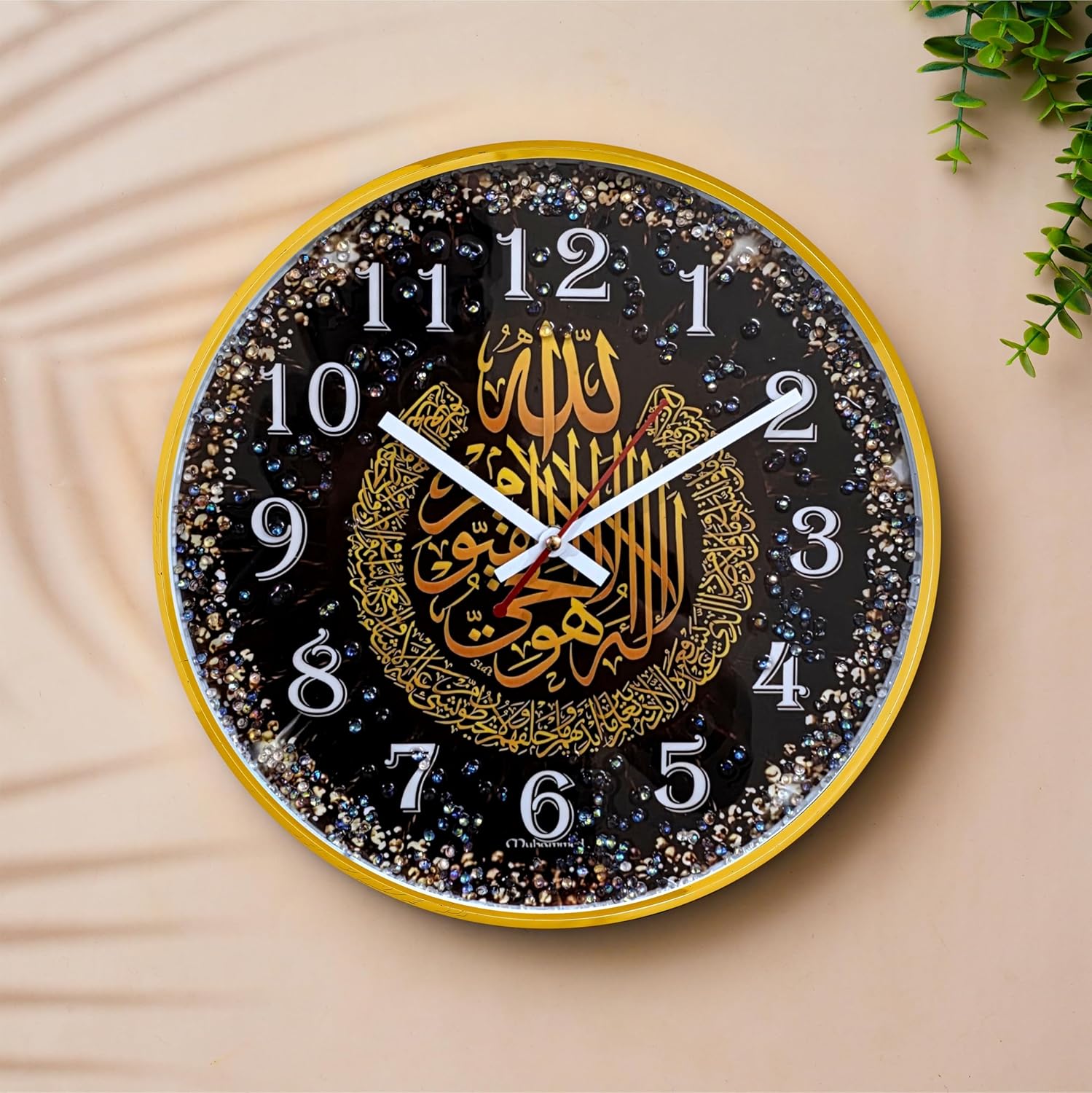 Islamic Wall Clock for Living Room | Arabic Number Islamic Wall Watch Plastic Big Size for Home Decor | Muslim Calligraphy Decorative Items, Perfect for Gifts(Rasin Art)(A) - Image 3