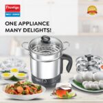 Prestige 1.5L PMC 3.0 Plus Multi Kettle/Multi Cooker|Comes with Idli stand, egg boiling rack & Steamer| Glass Lid with Stainless Steel rim|Temperature Control |Power Indicator (Silver, Black) - Image 3