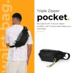 Tressential Waist Bag for Men Women | Cross Body Fanny Pack Sling Bag for Hiking, Travel, Camping, Outdoor Sports, Cycling | Money Belt with Adjustable Strap (Black) - Image 4