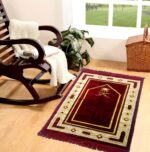 Weavers Villa Prayer Mat/Aasan/Meditation Mat - Velvet Mat for Pooja, Meditation, Namaz - Maroon 70cm X 110cm - Perfect Aasan for Puja/Prayer - Floor Mat for Sitting, Multipurpose Rug - Image 3