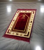 Weavers Villa Prayer Mat/Aasan/Meditation Mat - Velvet Mat for Pooja, Meditation, Namaz - Maroon 70cm X 110cm - Perfect Aasan for Puja/Prayer - Floor Mat for Sitting, Multipurpose Rug - Image 5