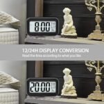 Digital Alarm Clock, Black, LCD, Modern, Auto Light Sensor with Snooze and Temperature Display, 7.8 cm, Battery Powered, for Bedroom Office Study Room, Rectangular - Image 5