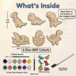 ImagiVibe Paint Your Own Dino Fridge Magnets Kit for Kids | 6 MDF Dinosaur Cutouts DIY Painting Activity with Colours & Brush | Creative Screen-Free Art & Craft Kit | Made in India (Dinosaurs) - Image 3