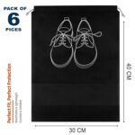 Set of 6 Shoe Bag for Travel & Storage, Shoe Cover for Travelling, Shoe Organizer for Women & Men, Shoe Pouches with Clear Window, Shoe Bags with Drawstring Closure (Black - Pack of 6) - Image 3