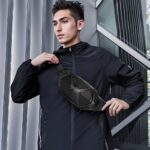 STHIRA® Waterproof Bag For Men Carbon Fiber Texture Crossbody Chest Pack Unisex Motorcycle Bag Travel Pouch For Phone & Essentials Casual Storage Riding pouch With Adjustable Strap Gifts For Bikers - Image 4