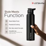 LONGWAY Rush 1 LTR Stainless Steel Water Bottle | Leak-Proof & Rust-Free Design | Perfect for School, Office, Home, Gym, Travel & Ideal for Men, Women & Kids (1000 ml, Black) - Image 6