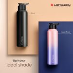 LONGWAY Rush 1 LTR Stainless Steel Water Bottle | Leak-Proof & Rust-Free Design | Perfect for School, Office, Home, Gym, Travel & Ideal for Men, Women & Kids (1000 ml, Black) - Image 9