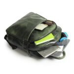 MaheTri Luxury Italian Leather Laptop Backpack for Men (15.6") | Leather Backpack with Padded & Adjustable Straps | Padded Tablet & Laptop Sleeve | Travel, College Bag | Green & Tan - Image 5