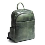 MaheTri Luxury Italian Leather Laptop Backpack for Men (15.6") | Leather Backpack with Padded & Adjustable Straps | Padded Tablet & Laptop Sleeve | Travel, College Bag | Green & Tan - Image 7