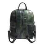MaheTri Luxury Italian Leather Laptop Backpack for Men (15.6") | Leather Backpack with Padded & Adjustable Straps | Padded Tablet & Laptop Sleeve | Travel, College Bag | Green & Tan - Image 9
